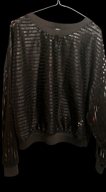 pamucne haljine dugih rukava: Bershka, M (EU 38), Polyester, color - Black