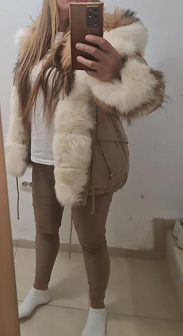 Ženska parka sa krznom – bež - Model: IDI LEATHER parka s bogatim
