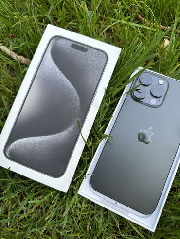 Мобильные телефоны: IPhone 15 Pro Max, Новый, 256 ГБ, Черный, Защитное стекло, Чехол, 100 %