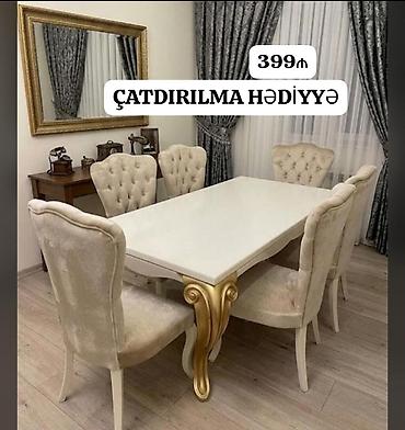 İşlənmiş, Dördbucaq masa, 6 stul