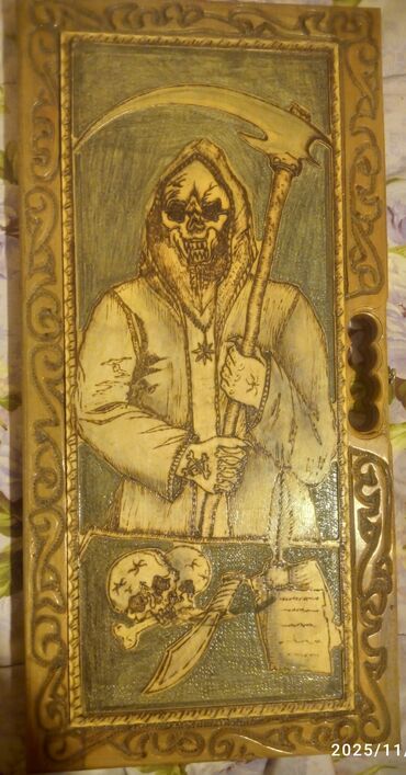 купить нарды в баку: Taxta nərd dəsti – əl işi oyma və piroqrafiya - Material: təbii ağac