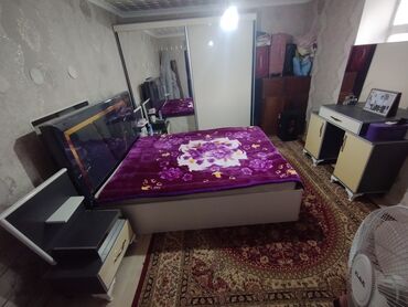 сборный шкаф для одежды: Уктоочу бөлмө гарнитуру, Эки кишилик керебет, түсү - Боз