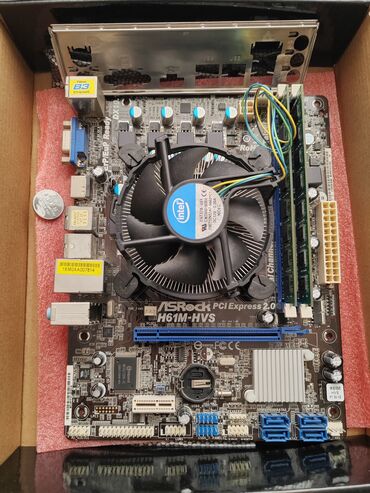 monitor asus: H61M-HVS. Arxa dəmiri var. Prosessor i3 2100 +kuler. Ram 8gb 4x4
