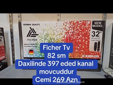 Televizorlar: Yeni Televizor Ficher 32" FHD (1920x1080), Ünvandan götürmə, Pulsuz çatdırılma, Ödənişli çatdırılma