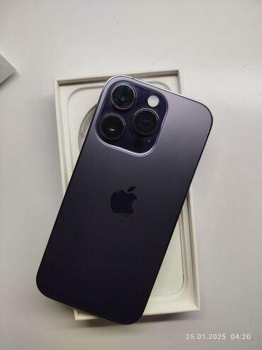 Apple iPhone: IPhone 14 Pro, Б/у, 256 ГБ, Deep Purple, Коробка, 89 %