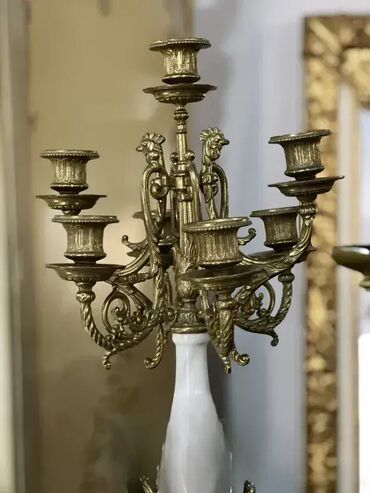 Satovi za kuću: Kaminski sat sa svećnjacima (anđeli) ⏰🕯️👼 Mehanizam: Odlično stanje — 2