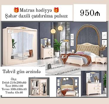 Yataq otağı mebel dəsti Tərkibi: - Şkaf: sürgülü güzgülü, daxili