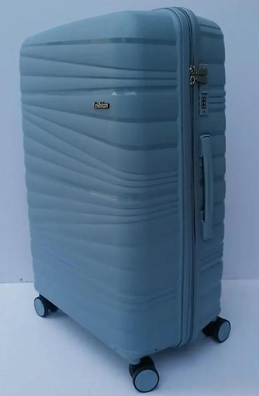 Putni koferi i torbe: Tvrdi kofer na točkiće – svetloplava boja - Materijal: čvrsta — 5