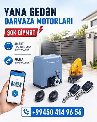 villa şəkilləri: Yana gedən darvazalar üçün avtomatik motor sistemi. Komplektə şəkildə — 2