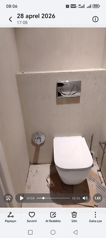 cən təmiri: Hamam/tualet santexnika quraşdırılması xidməti Təklif edilən işlər: - — 1