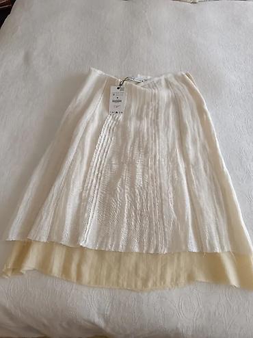 vodeni celulit: Zara lan suknja. Vel m. Po 40, duzina 72. Midi. 94% lan, 6% polyamide — 2