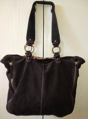 Torbe: Fantastična kožna braon torba sa prirodnom dlakom Odlična skupocena i — 10
