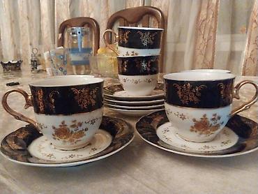 cawka: Çay dəsti, rəng - Ağ, Farfor — 1