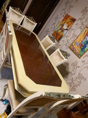 столы и стулья для гостинной цены: Для гостиной, Б/у, Овальный стол, 8 стульев