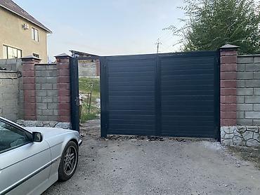 Откатные ворота: Откатные ворота из сэндвич‑панелей с автоматикой - Полотно — 75