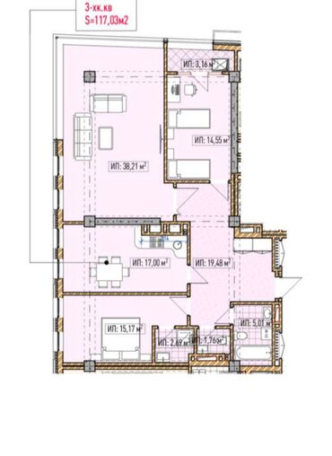 Продажа участков: 3 комнаты, 117 м², 8 этаж, ПСО (под самоотделку)