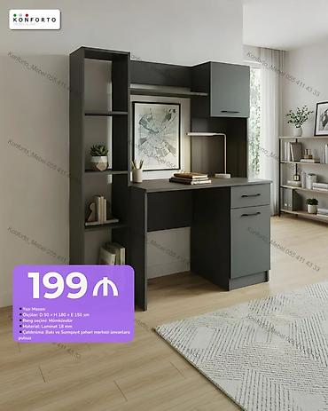 Mebel: Düz masa, Stulsuz, Polkalı, Siyirməli, Sadə laminat — 1