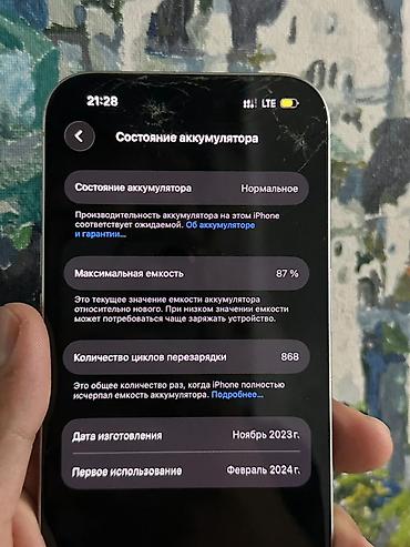 mini iphone: IPhone 15 Pro, Б/у, 256 ГБ, Белый, Чехол, 87 % — 4
