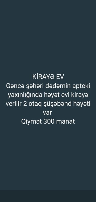 razində kirayə evlər 2024: 1 kv. m, 2 otaqlı
