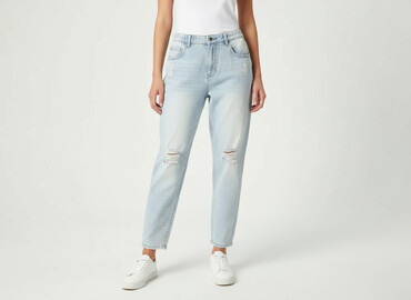 spodnie mom fit stylizacje: Джинси жіночі, розмір S