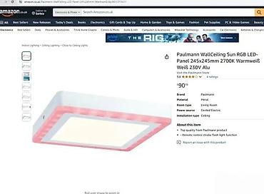 Rasveta: Paulmann Wall/Ceiling Sun RGB LED panel 245 × 245 mm, 2700K, 230V, alu — 2