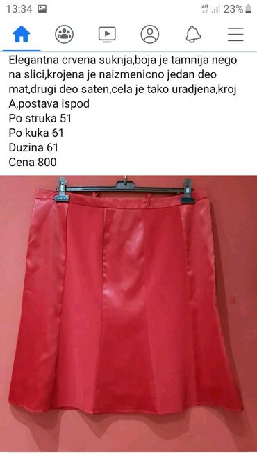 uska crna suknja: 3XL (EU 46), color - Red