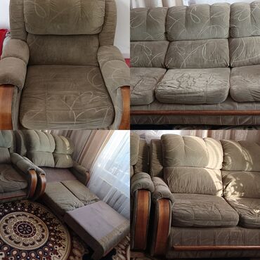 реставрация диванов: Диван-кровать, цвет - Зеленый, Б/у
