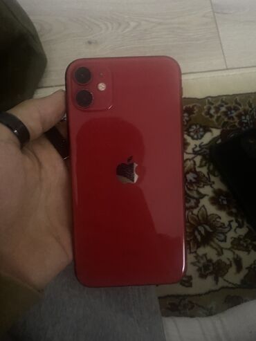 бу 11 айфон: IPhone 11, Колдонулган, 128 ГБ, Кызыл, Заряддоочу түзүлүш, Каптама, 74 %