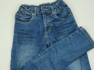beżowe spodnie jeansy: Spodnie jeansowe, 12 lat, 152, stan - Dobry