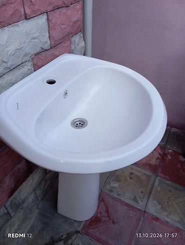 hamam xoncasi: Ayaqüstü keramika əl-üz yuma çanağı (pedestal lavabosu) - Material — 4