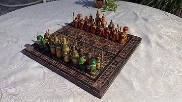 чехлы бу: Резные шахматы из дерева с фигурками-воинами - Полный комплект: 32 — 5