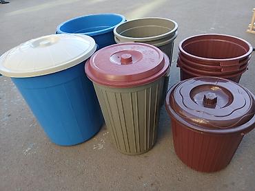 Baklar və çənlər: Plastik qapaqlı vedrə və tullantı qabları dəsti - Müxtəlif həcm və — 3
