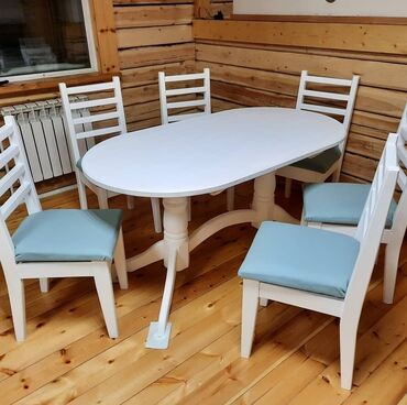 стол деревянный кухонный: Mətbəx üçün, Yeni, 6 stul