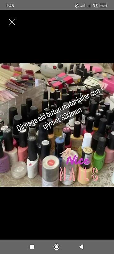 Dırnaq üçün tam peşəkar materiallar və avadanlıq seti. Tərkib