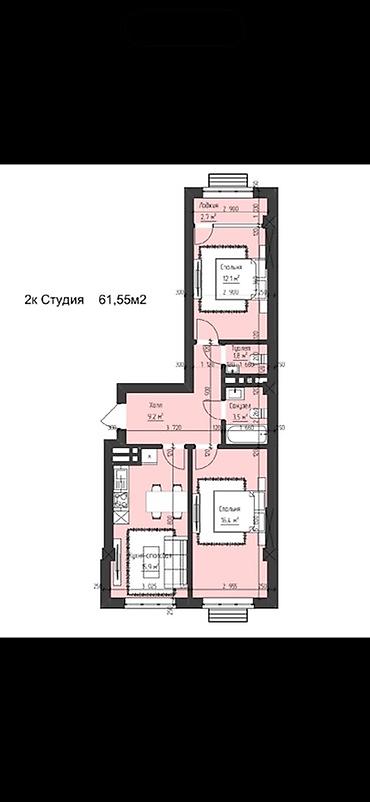 Продажа квартир: 2 комнаты, 62 м², Элитка, 9 этаж, Готовая ПСО (под самоотделку) — 2