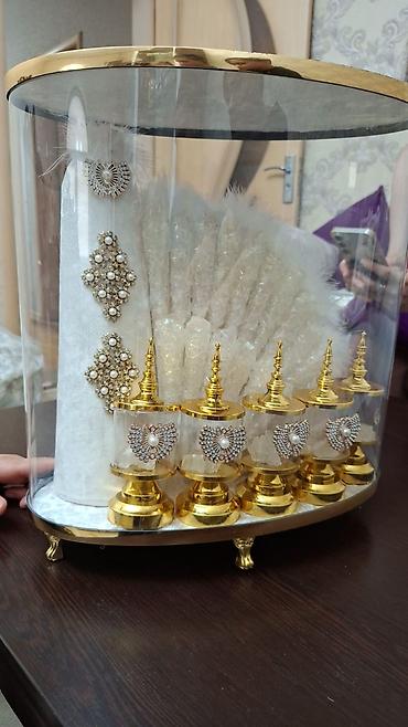 cərəz xoncası: Zərif nikah/xınayaxdı üçün bəzəkli şirniyyat–kolonya dəsti - Oval — 2