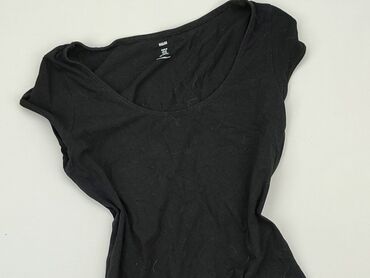 czarne t shirty w serek: T-shirt, H&M, M (EU 38), condition - Very good
