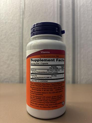 optitect vitamin c: NOW Vitamin D3 & K2 kapsulları - Formul: Vitamin D3 — 2