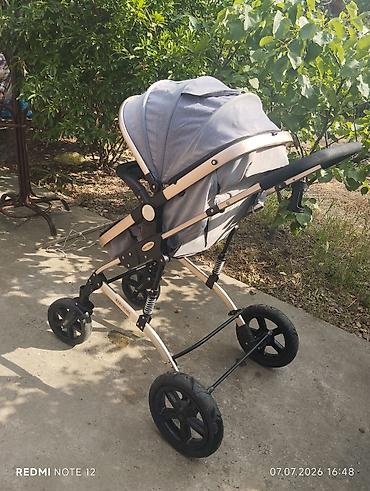 uşaq üçün manej: Uşaq arabası – Baby Home - Rəng: boz parça, qızılı çərçivə - Çərçivə — 3