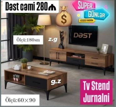 Qonaq otağı dəstləri: Yeni, Jurnal masası, TV stend