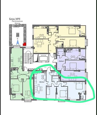 жилмасив умут: 3 комнаты, 80 м², Элитка, 6 этаж, ПСО (под самоотделку) — 3