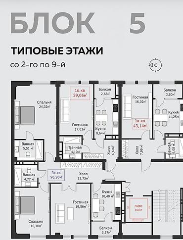 Продажа квартир: 3 комнаты, 97 м², АУЦА Элитка, 3 этаж — 3
