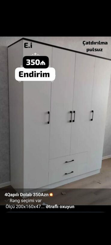 Dolablar: Yeni, 4 qapılı Düz dolab, Dolab-asılqan — 14