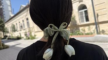 sac rezini: Tulpan formalı saç aksesuarı – elastik rezin scrunchie - Dizayn — 1