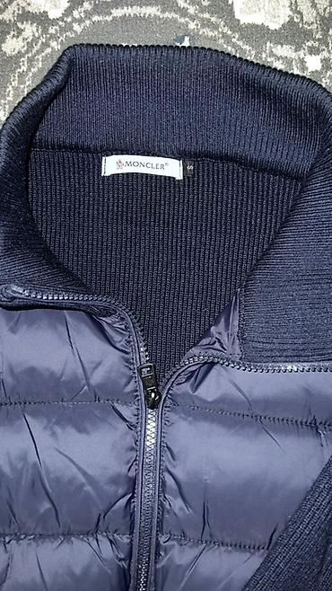 куплю пух: Гибридная стеганая куртка/кардиган Moncler, темно‑синяя. - Фронт и — 3