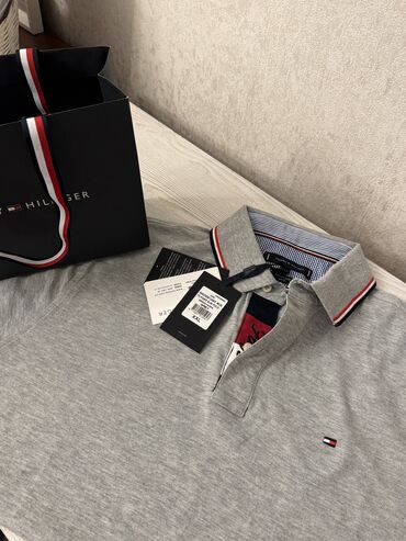 полузамок поло мужской: Эркектердин футболкасы, 2XL, Tommy Hilfiger, Жаңы, түсү - Боз, Өзү алып кетүү, Акылуу жеткирүү