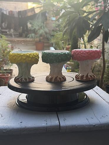 caxmaq daşı: Əl işı gips tərkibli mini dibçəklər dəsti - Material: gibss, əl — 1