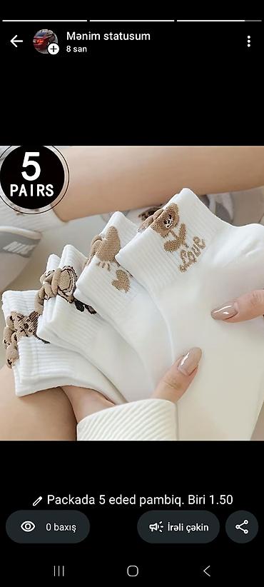 corab çəkmələr: Məhsul: Ağ qısa corablar dəsti – 5 cüt - Material: pambıq - Rəng: ağ — 1