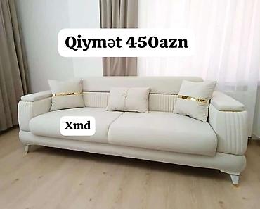 Диваны: Müasir dizaynlı 3 nəfərlik krem rəng divan - Yumşaq, rahat oturacaq — 1