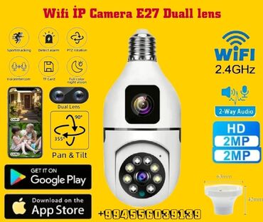 Видеонаблюдение: Wifi Lampa E27 Camera dual lens PTZ 4MP İsteyen Zeng vura biler ve